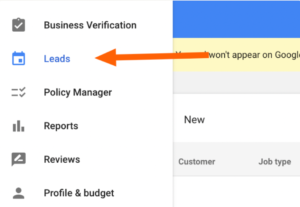 leads section in google local service ads dashboard